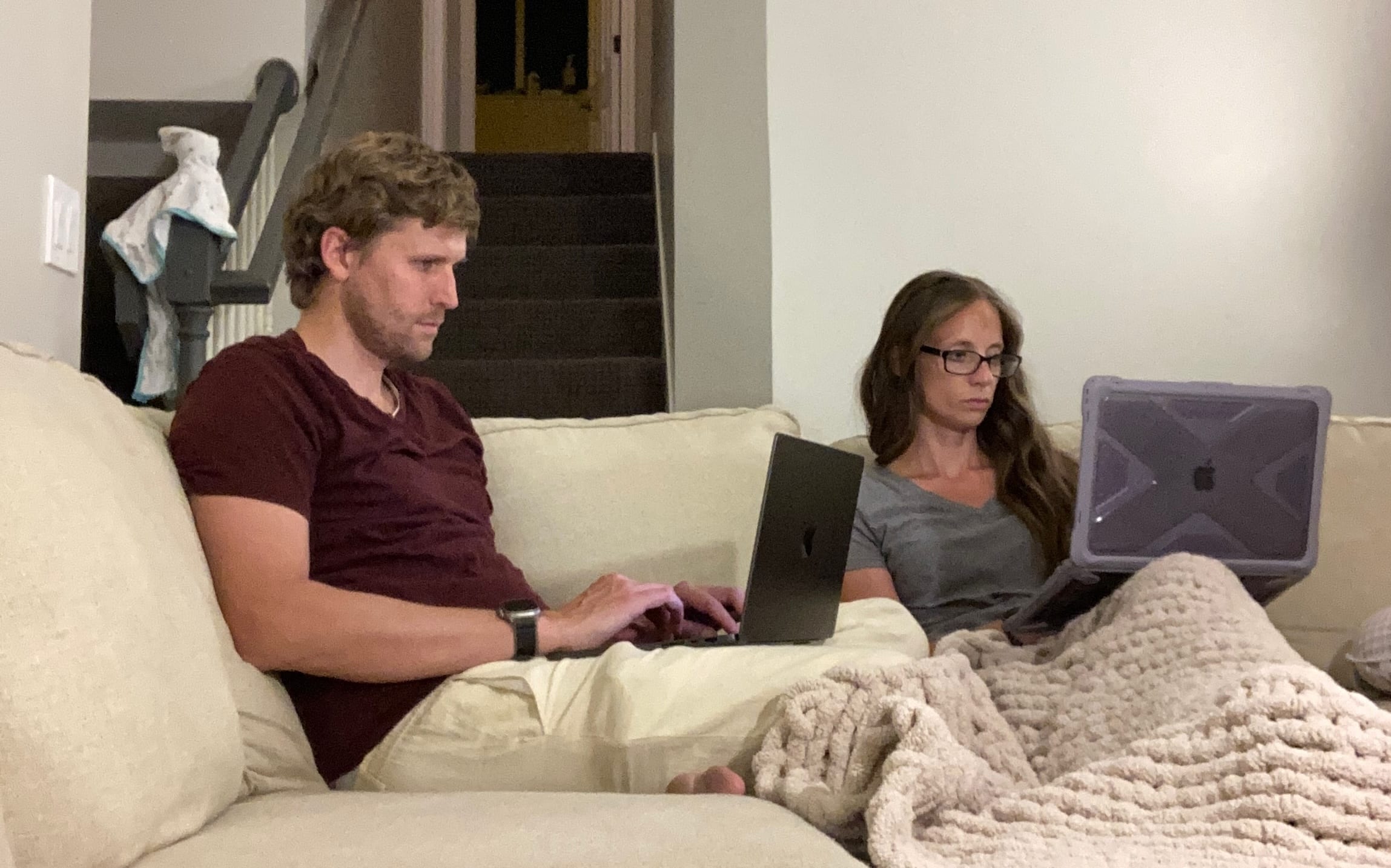 Benjamin and Courtney Awerkamp working together from home in Orem