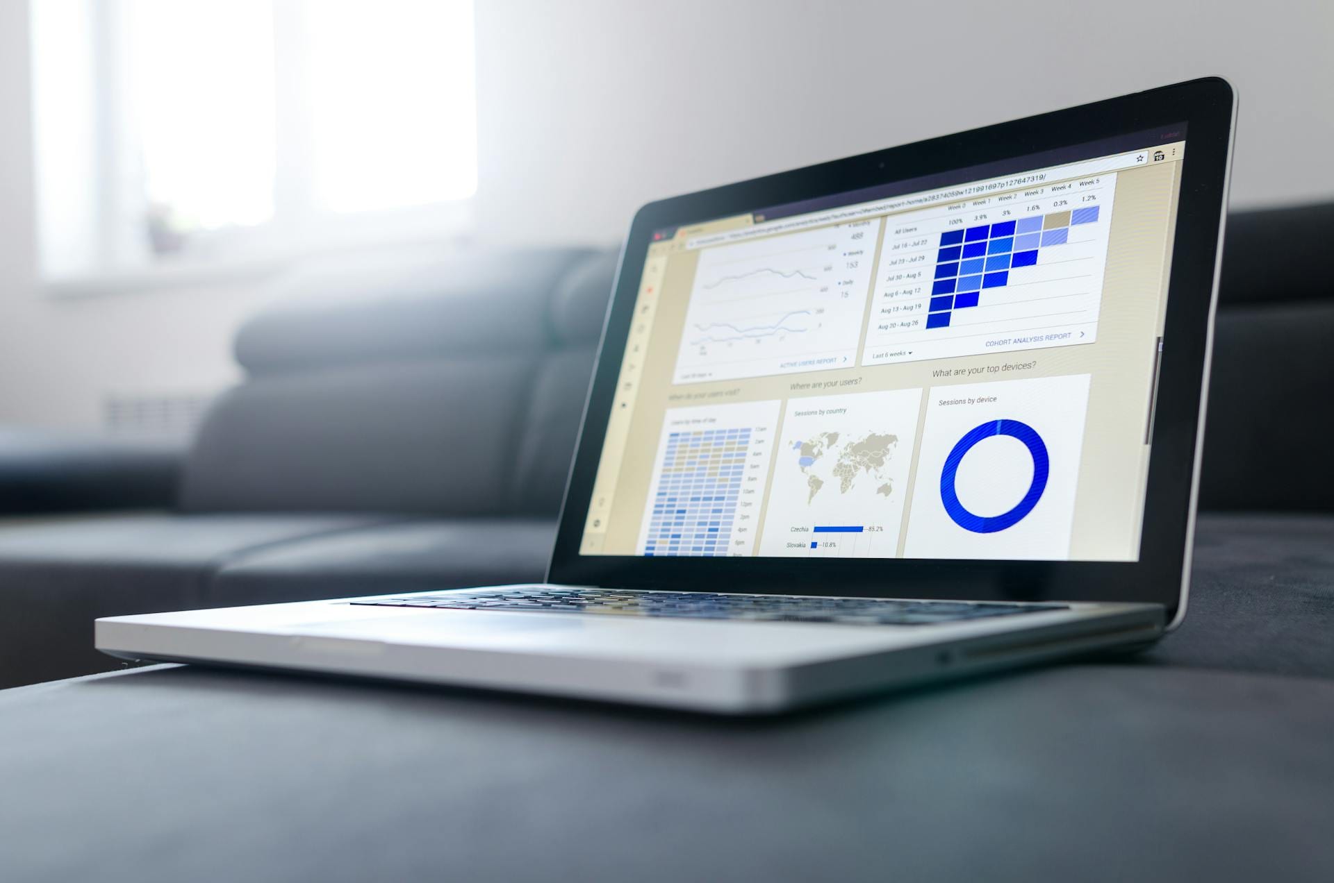 Laptop showing Google Ads and SEO analytics for local business marketing