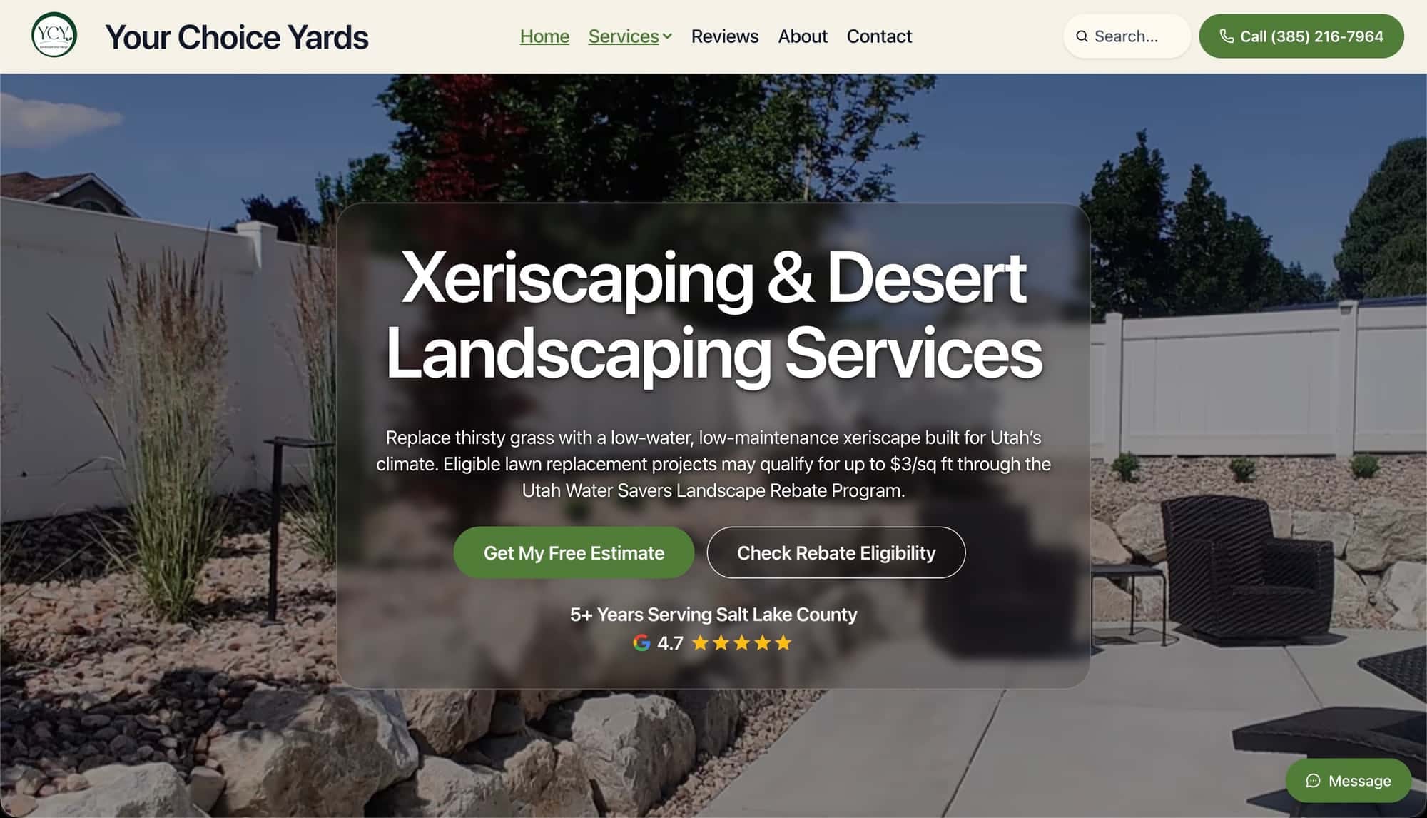 Your Choice Yards homepage screenshot
